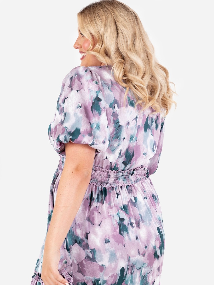 Lovedrobe Shirring Waist Puff Sleeve Midi Dress - Image 4 of 4 Lovedrobe Shirring Waist Puff Sleeve Midi Dress - Image 4 of 4