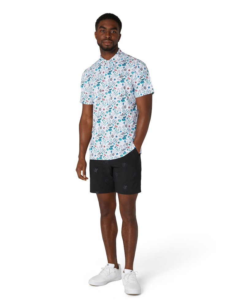 أبيض - قميص بولو بطبعة مستوحاة من الألعاب من Original Penguin Golf - صورة 1 من 5