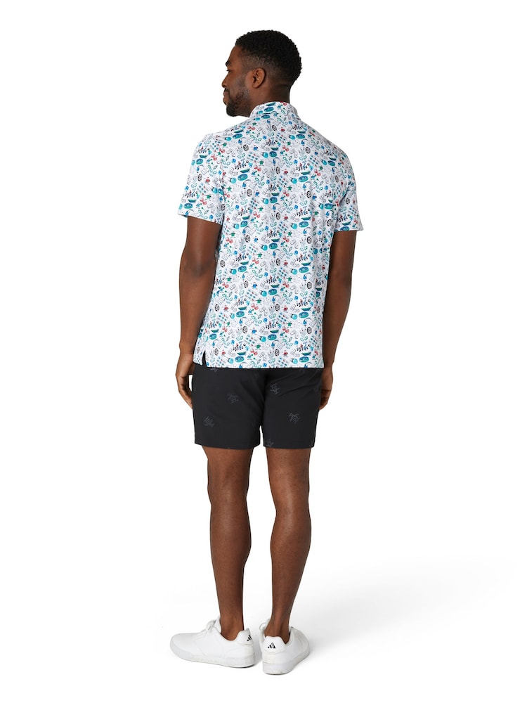 أبيض - قميص بولو بطبعة مستوحاة من الألعاب من Original Penguin Golf - صورة 2 من 5
