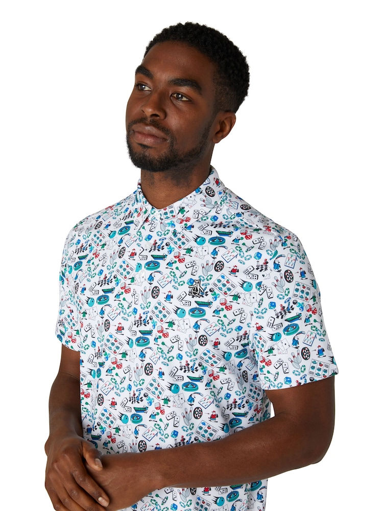 Original Penguin Golf Gaming Inspired Novelty принт білий сорочки поло - Image 3 of 5