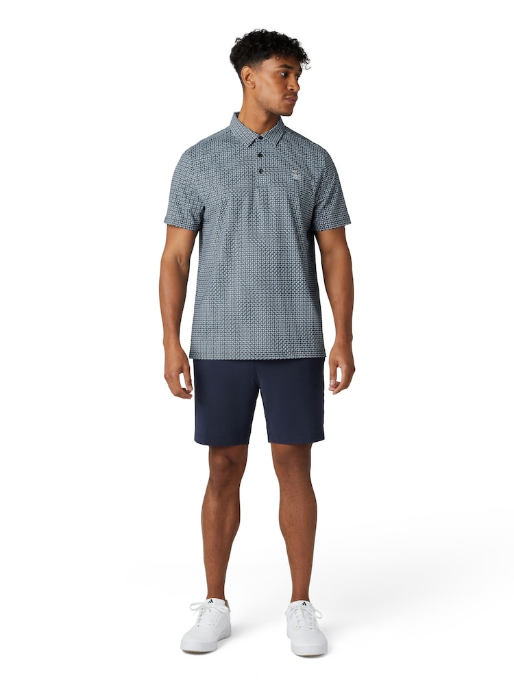 أزرق - قميص بولو بطبعة أشكال هندسية دقيقة من Original Penguin Golf - صورة 1 من 5