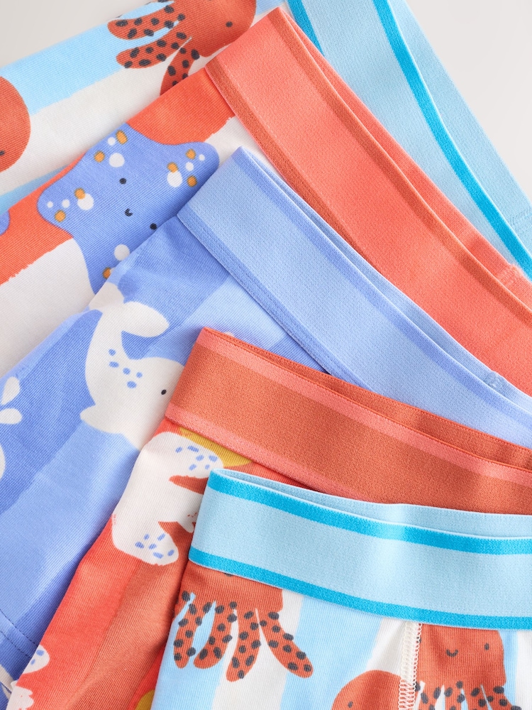 Multi Stripe Sea Print Boxers 5 Pack (1.5-16yrs) - Image 8 of 9