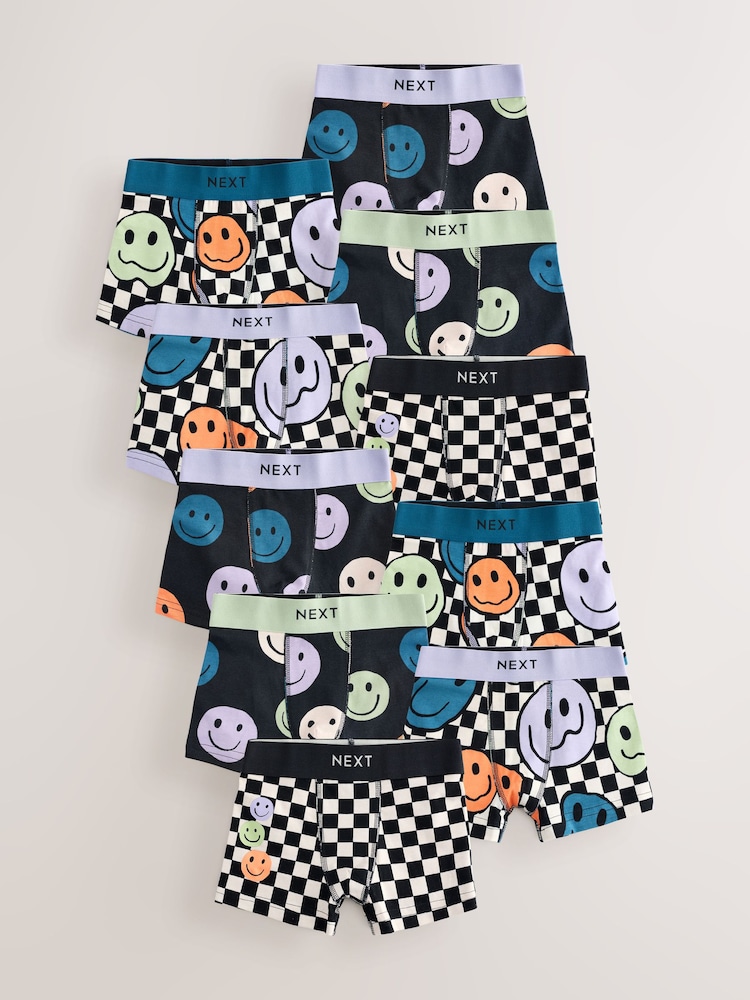 Happy Face Check Trunks 10 Pack (1.5-16yrs) - Image 1 of 14