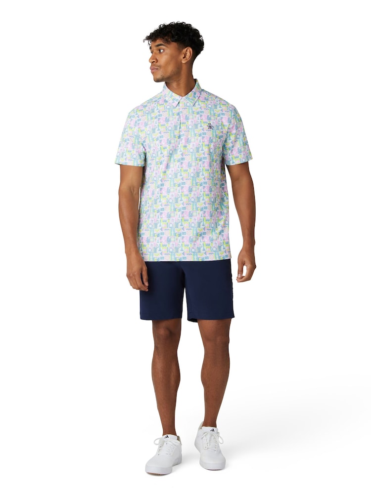 Original Penguin Golf All Over Novelty Grid White Polo Shirt - Image 1 of 5
