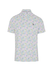 Original Penguin Golf All Over Novelty Grid White Polo Shirt - Image 4 of 5