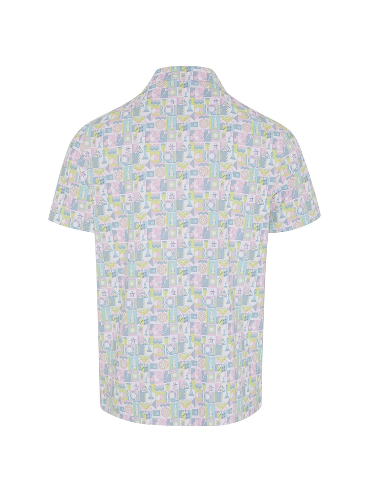 Original Penguin Golf All Over Novelty Grid White Polo Shirt - Image 5 of 5