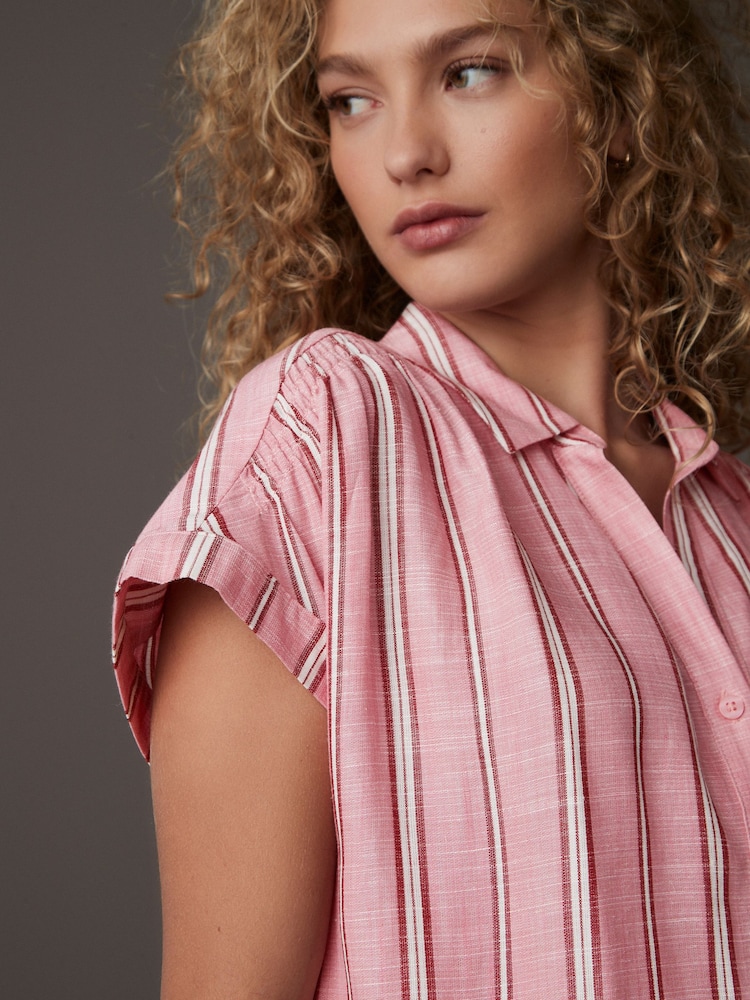 Roze streep - Linnen overhemd met korte mouwen - Image 4 of 7