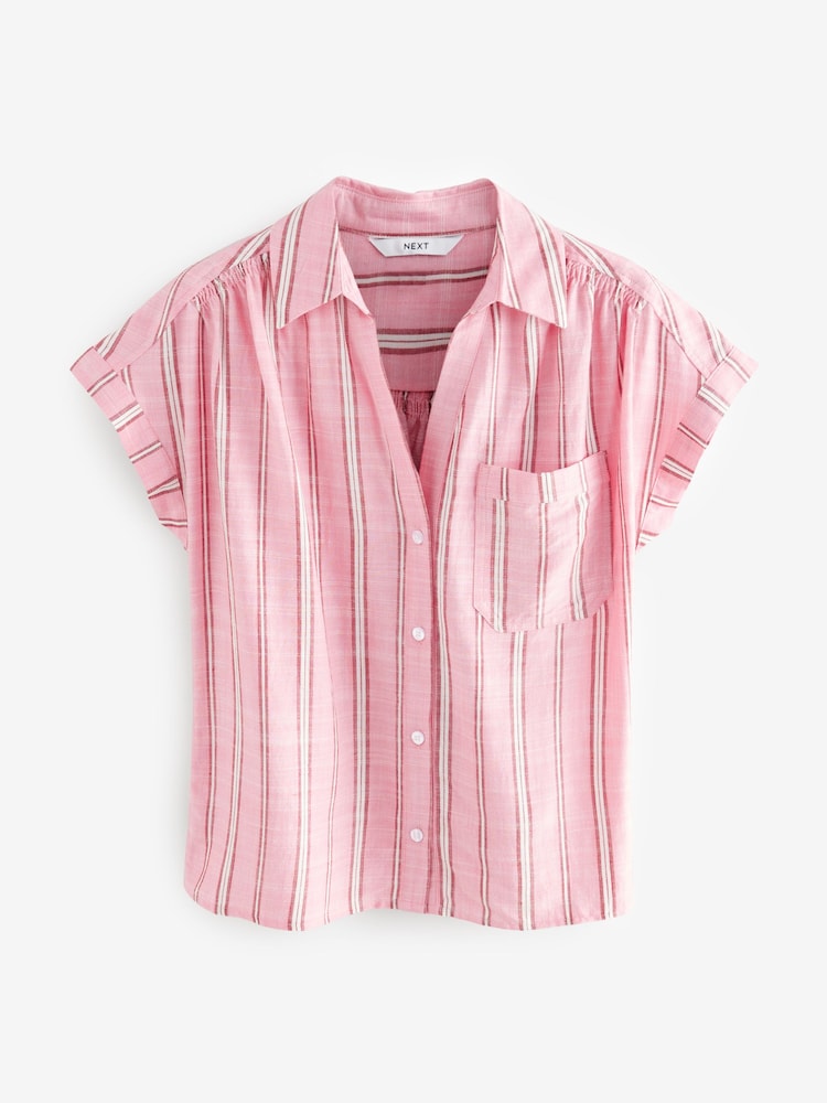 Roze streep - Linnen overhemd met korte mouwen - Image 5 of 7