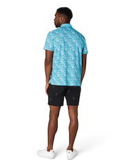 Original Penguin Golf Blue Cocktail and Cards Novelty Print Polo Shirt - Image 2 of 5