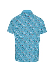Original Penguin Golf Blue Cocktail and Cards Novelty Print Polo Shirt - Image 5 of 5