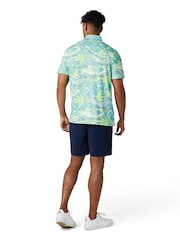 Original Penguin Golf Blue 60s Heritage Inspired Print Polo Shirt - Image 2 of 5