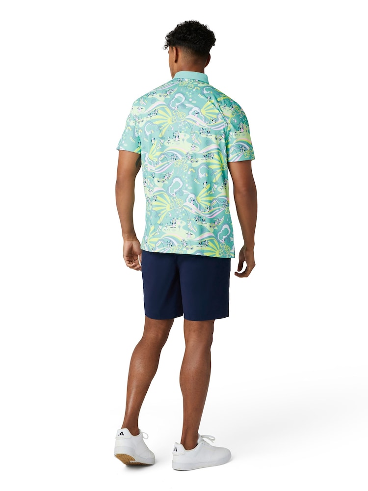 Original Penguin Golf Blue 60s Heritage Inspired Print Polo Shirt - Image 2 of 5