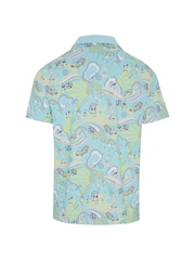 Original Penguin Golf Blue 60s Heritage Inspired Print Polo Shirt - Image 5 of 5