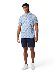 أزرق - قميص بولو شبكي مميز مزيَّن بطباعة على كل القطعة من Original Penguin Golf - صورة 1 من 5