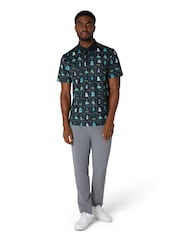 Original Penguin Golf Petes Flash Drinking Cards Black Polo Shirt - Image 1 of 4