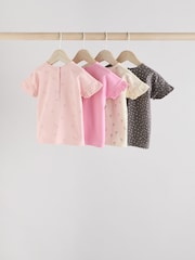 Rosa/Cream/Graues Herz - 4er-Pack kurzärmliges geripptes Baby-Oberteil - Bild 2 von 13