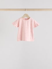 Rosa/Cream/Graues Herz - 4er-Pack kurzärmliges geripptes Baby-Oberteil - Bild 3 von 13