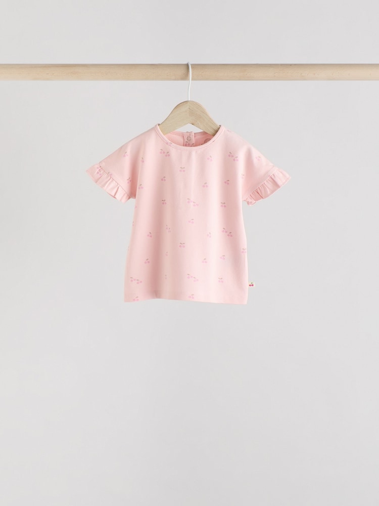 Pink/Cream/Grey Heart 4-pack Short Sleeve Baby Ribbed Top - Image 3 of 13