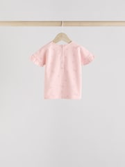 Rosa/Cream/Graues Herz - 4er-Pack kurzärmliges geripptes Baby-Oberteil - Bild 4 von 13