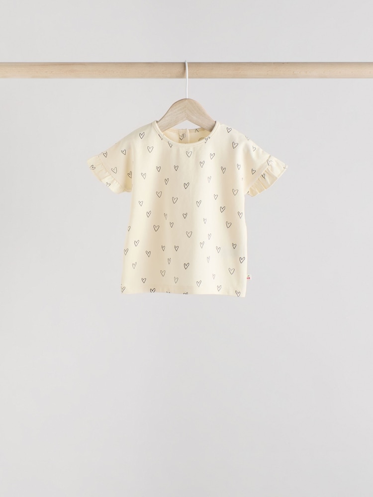 Pink/Cream/Grey Heart 4-pack Short Sleeve Baby Ribbed Top - Image 6 of 13