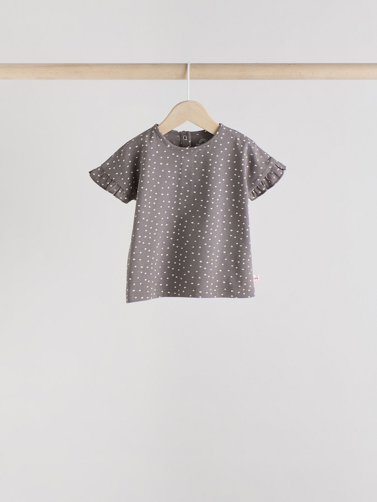 Pink/Cream/Grey Heart 4-pack Short Sleeve Baby Ribbed Top - Image 7 of 13