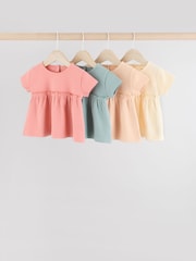 Azul/rosa/blanco - Pack de 4 tops de canalé de manga corta para bebé - Imagen 1 de 11