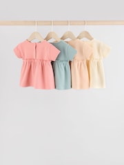 Azul/rosa/blanco - Pack de 4 tops de canalé de manga corta para bebé - Imagen 2 de 11