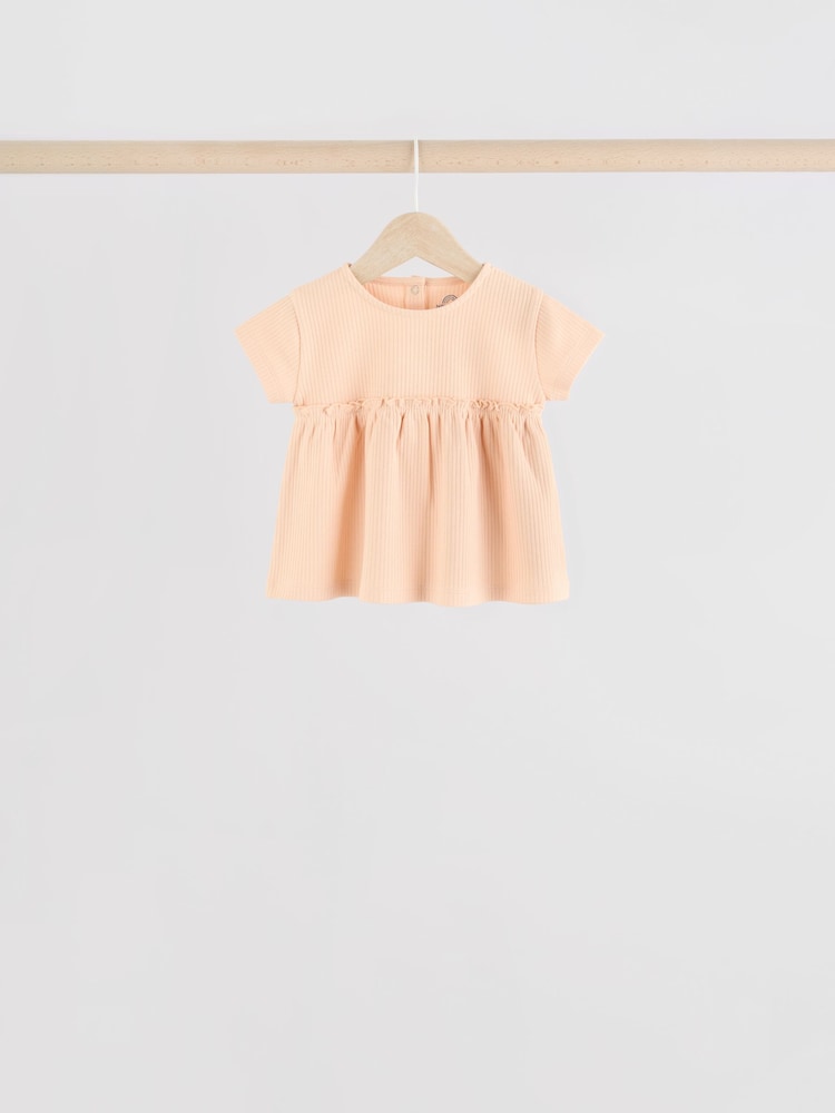 Blue/Pink/ White 4-pack Short Sleeve Baby Ribbed Top - Image 5 of 11