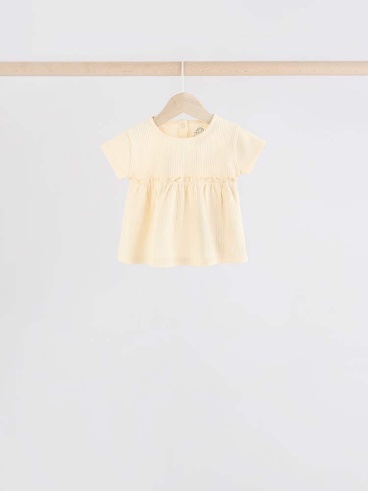 Blue/Pink/ White 4-pack Short Sleeve Baby Ribbed Top - Image 6 of 11