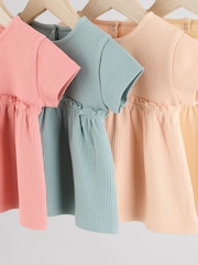 Azul/rosa/blanco - Pack de 4 tops de canalé de manga corta para bebé - Imagen 8 de 11
