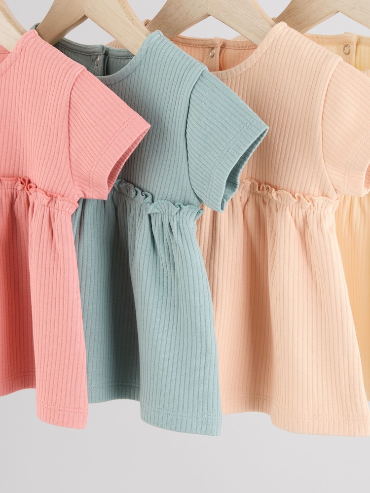Blue/Pink/ White 4-pack Short Sleeve Baby Ribbed Top - Image 8 of 11