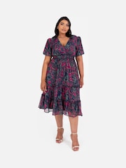 Lovedrobe Shirring Waist Puff Sleeve Midi Dress - Image 1 of 5