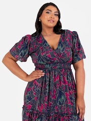 Lovedrobe Shirring Waist Puff Sleeve Midi Dress - Image 3 of 5