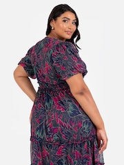 Lovedrobe Shirring Waist Puff Sleeve Midi Dress - Image 4 of 5