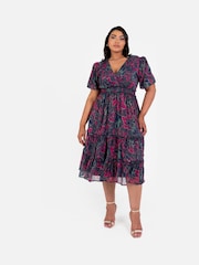Lovedrobe Shirring Waist Puff Sleeve Midi Dress - Image 5 of 5
