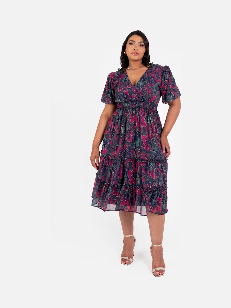 Lovedrobe Shirring Waist Puff Sleeve Midi Dress - Image 5 of 5