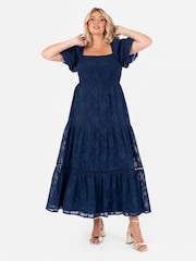 Lovedrobe Burnout Puff Sleeve Maxi Dress - Image 1 of 4