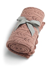 Mamas & Papas Pink Welcome To The World Wildflower Knitted Blanket - Image 3 of 6