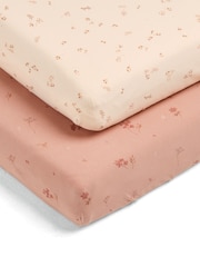 Mamas & Papas Pink Welcome To The World Wildflower Cotbed Sheets 2 Pack - Image 2 of 8