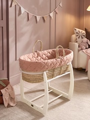 Mamas & Papas Pink Welcome To The World Wildflower Moses Basket - Image 1 of 6