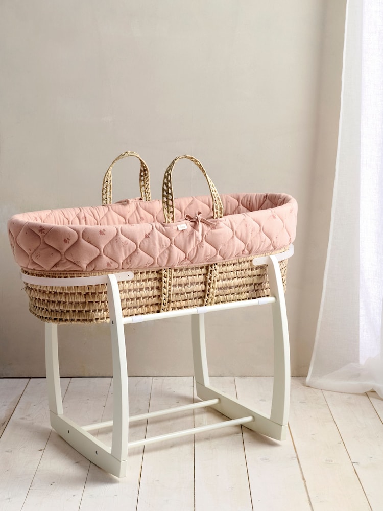 Mamas & Papas Pink Welcome To The World Wildflower Moses Basket - Image 2 of 6