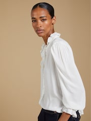 Baukjen Cream Aurora Frill Neck Sheer Blouse - Image 2 of 5