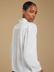 Baukjen Cream Aurora Frill Neck Sheer Blouse - Image 3 of 5