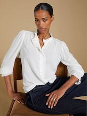 Baukjen Cream Aurora Frill Neck Sheer Blouse - Image 4 of 5