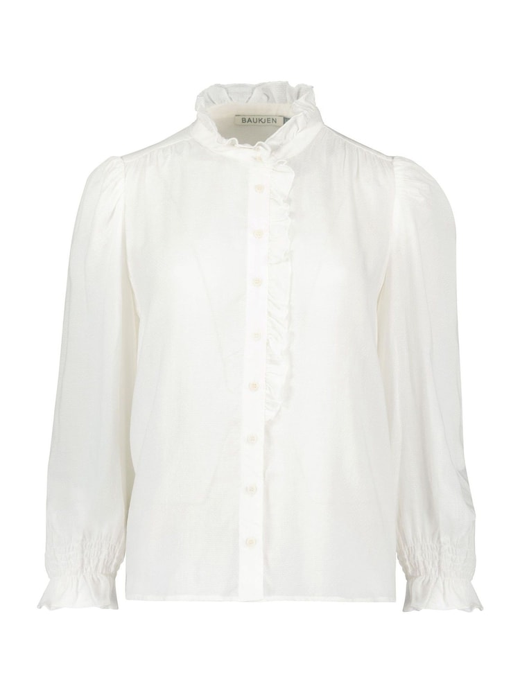 Baukjen Cream Aurora Frill Neck Sheer Blouse - Image 5 of 5