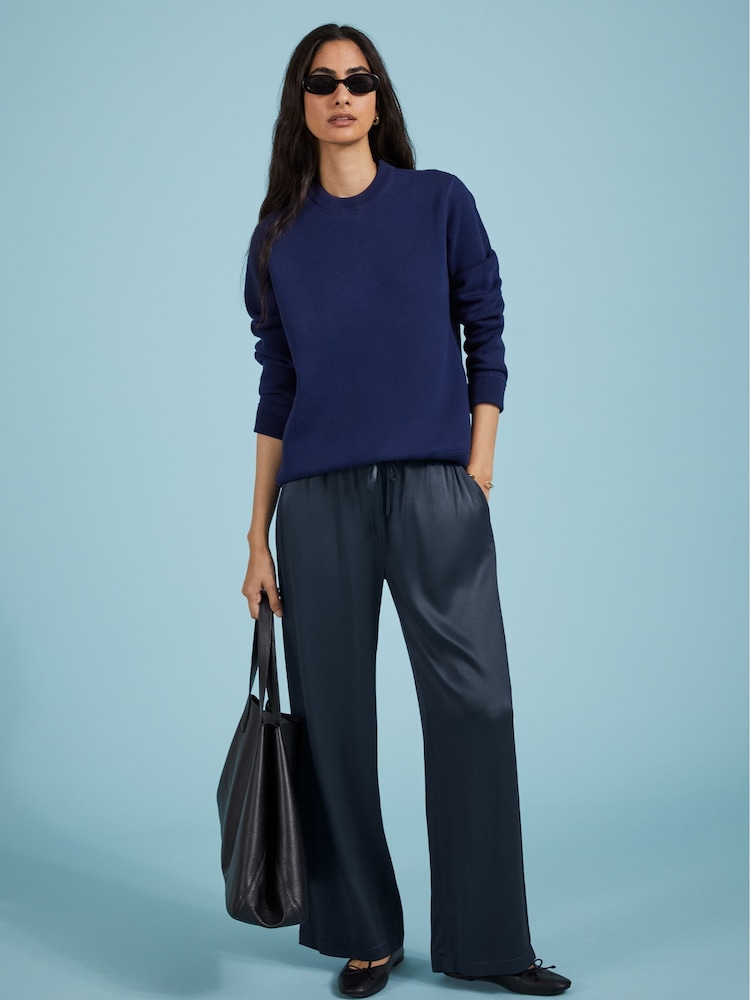 Baukjen – Monica – Satinhose mit weitem Bein, Blau - Bild 1 von 5