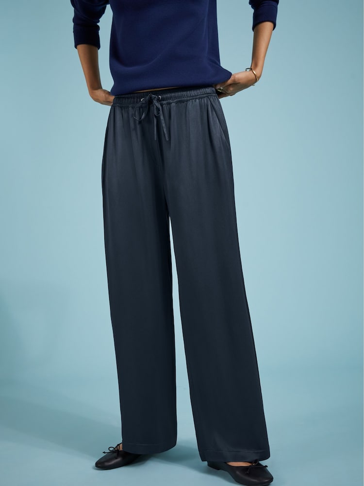 Baukjen – Monica – Satinhose mit weitem Bein, Blau - Bild 2 von 5