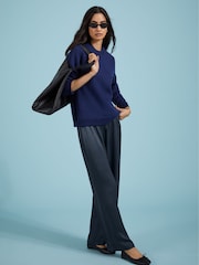 Baukjen – Monica – Satinhose mit weitem Bein, Blau - Bild 3 von 5