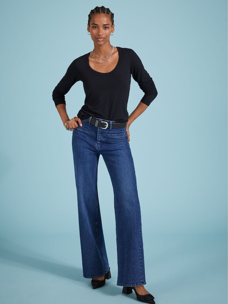 Baukjen Essentials Long Sleeve Scoop Neck Black Top with Lenzing™ Ecovero™ - Image 2 of 4 Baukjen Essentials Long Sleeve Scoop Neck Black Top with Lenzing™ Ecovero™ - Image 2 of 4