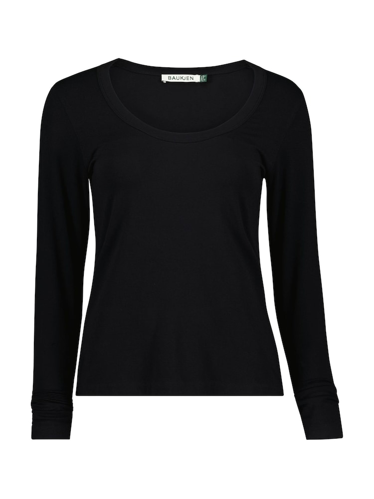 Baukjen Essentials Long Sleeve Scoop Neck Black Top with Lenzing™ Ecovero™ - Image 4 of 4 Baukjen Essentials Long Sleeve Scoop Neck Black Top with Lenzing™ Ecovero™ - Image 4 of 4